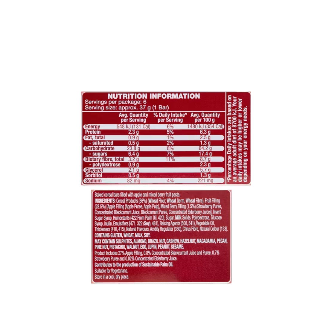 Hillcrest Fruity Filled Bars – Mixed Berry (Pack of 6)