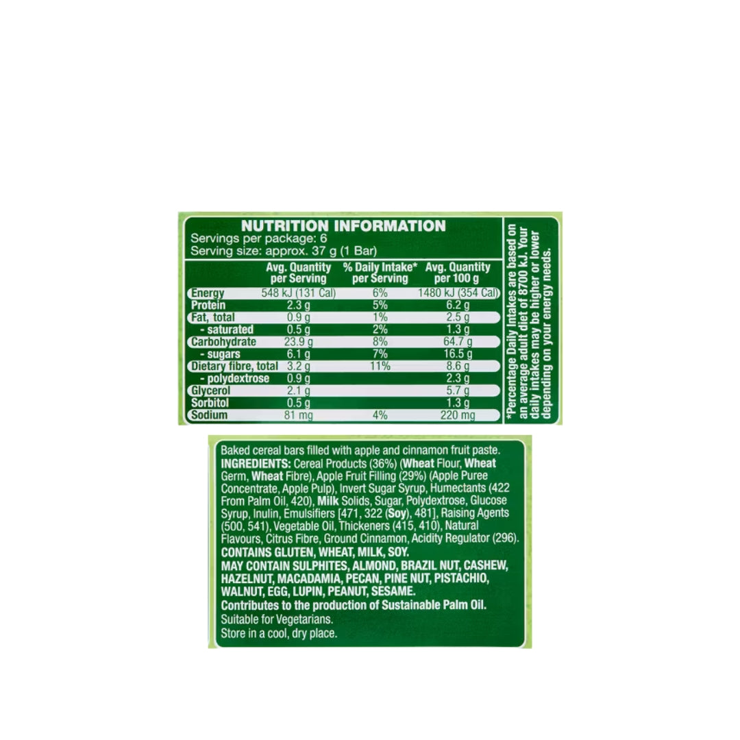 Hillcrest Fruity Filled Bars – Apple & Cinnamon (Pack of 6)