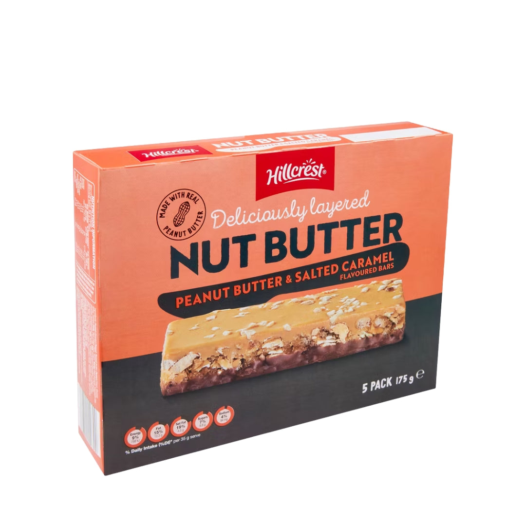 Hillcrest Nut Butter Bars – Peanut Butter & Salted Caramel (Pack of 5)