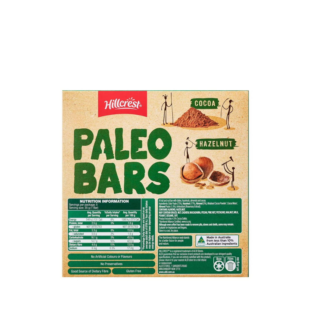 Hillcrest Paleo Bars – Hazelnut & Cocoa (Pack of 5)
