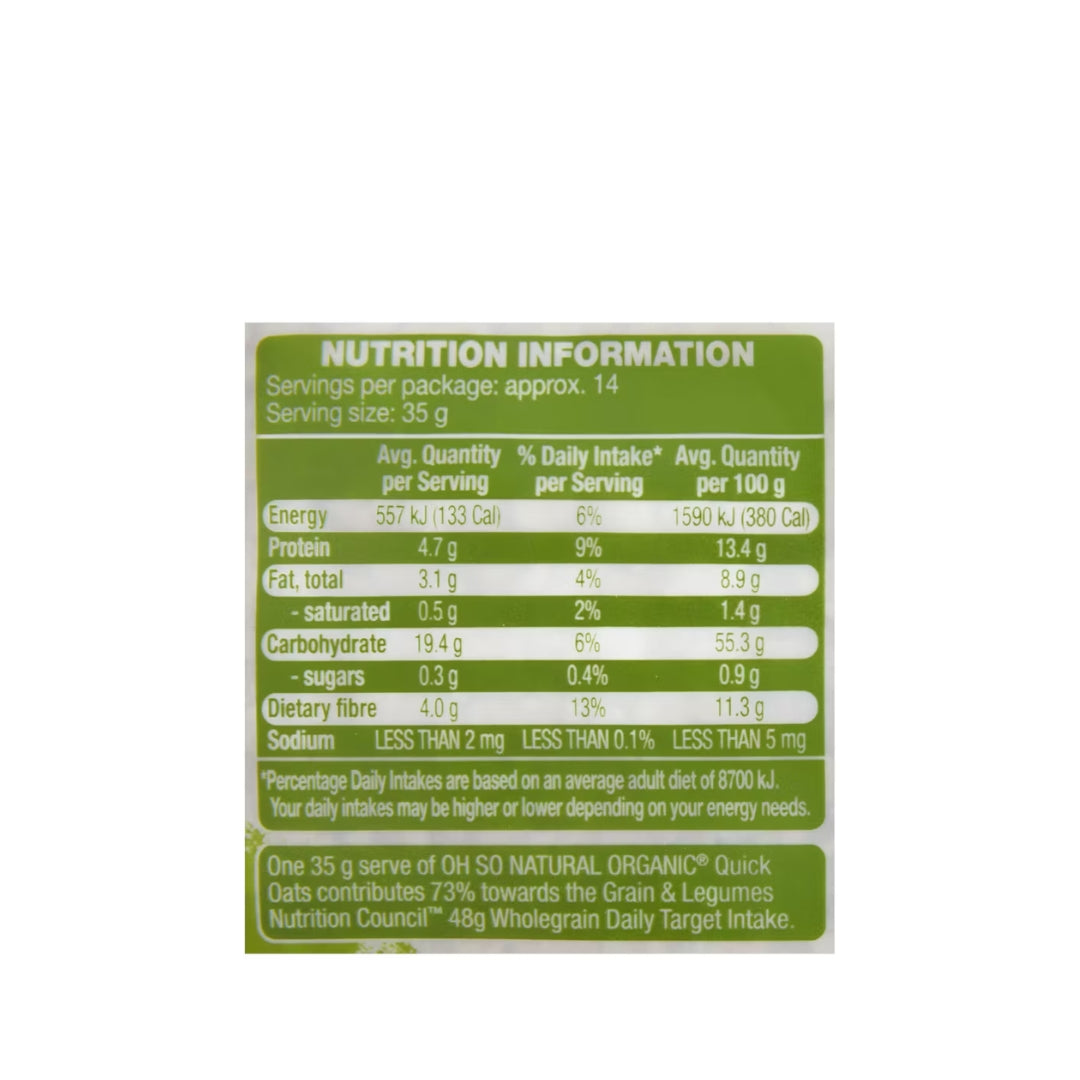 Oh So Natural Organic Quick Oats
