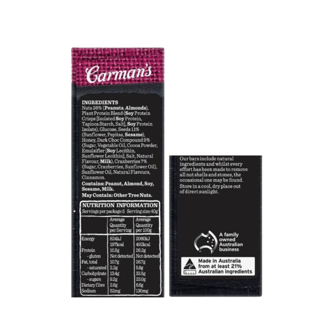 Carman’s Protein Bars – Dark Choc (Pack of 5)