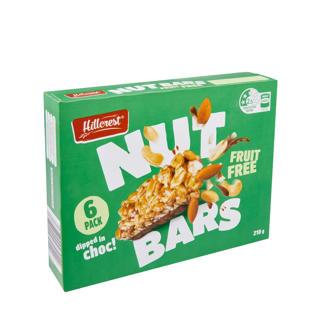 Hillcrest Nut Bars – Fruit Free (Pack of 6)