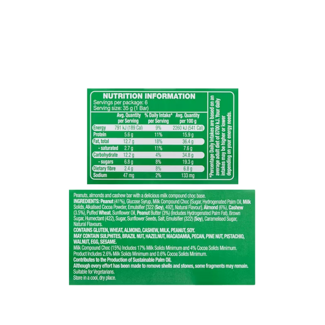 Hillcrest Nut Bars – Fruit Free (Pack of 6)